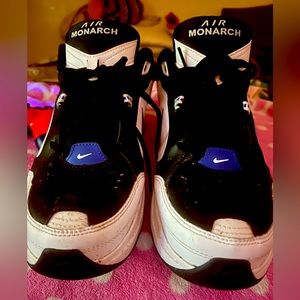 Like New Nike Air Monarch White, Black and Blue, Size 13